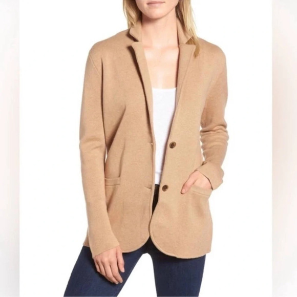 J. CREW Fall 2020 Sweater Blazer Heather Acorn 2 Button Front Closure size XS - Picture 12 of 12